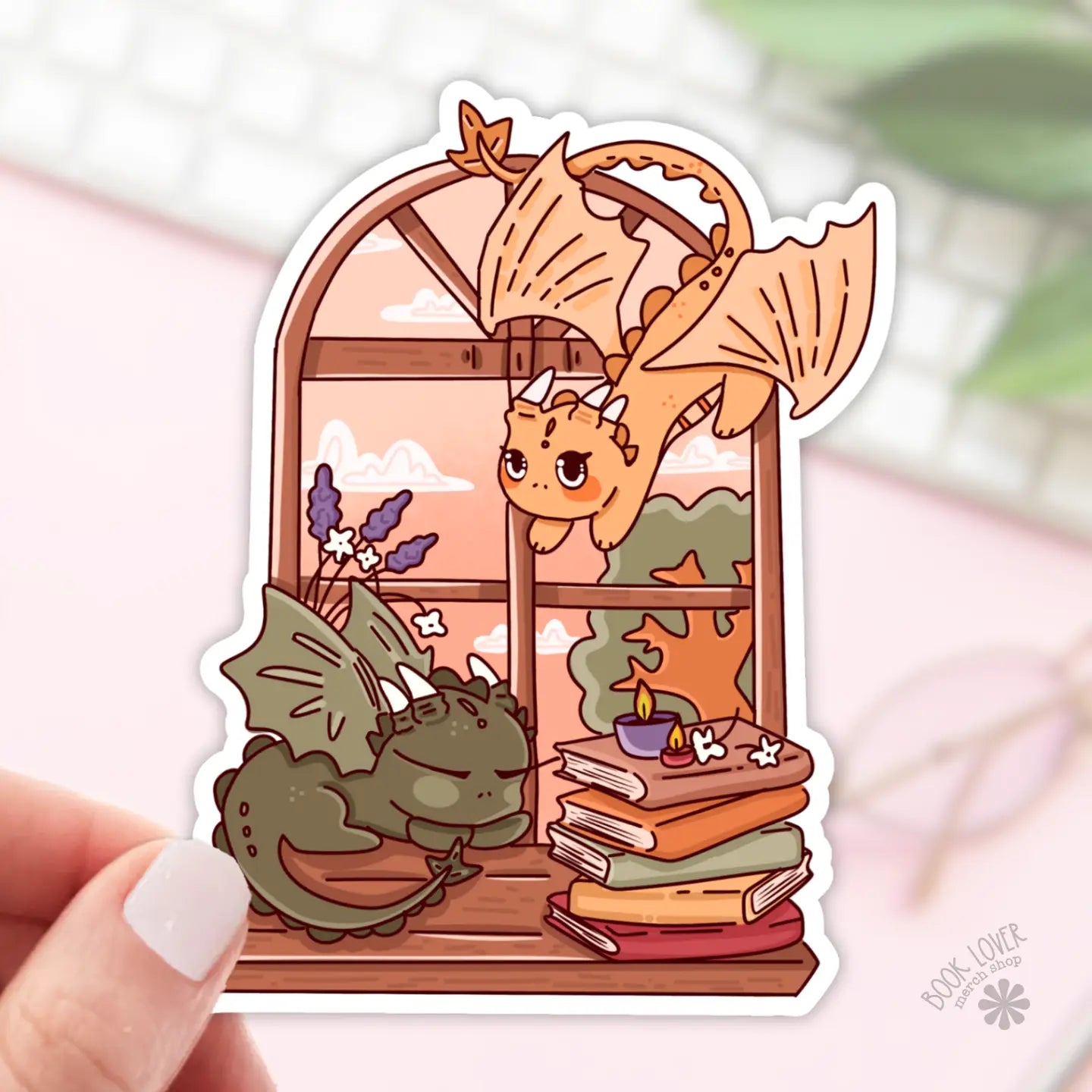 Book Dragon Window / sticker