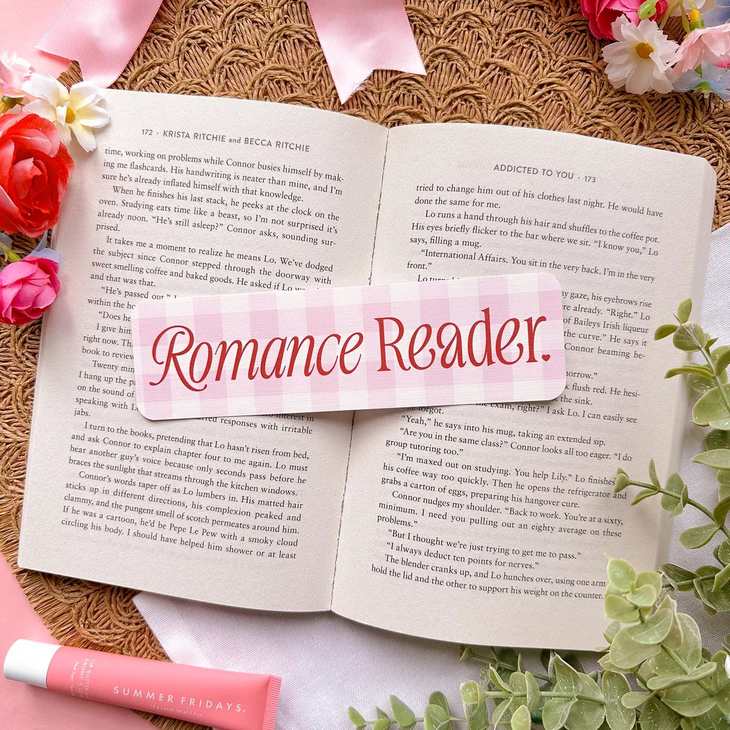 Gingham Romance Reader / bookmark