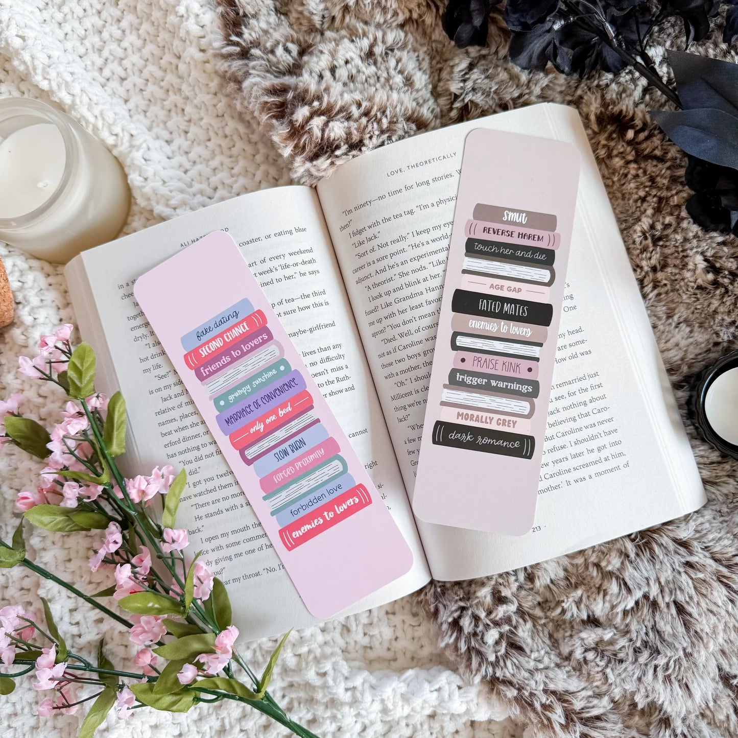Pink Romance Tropes / bookmark