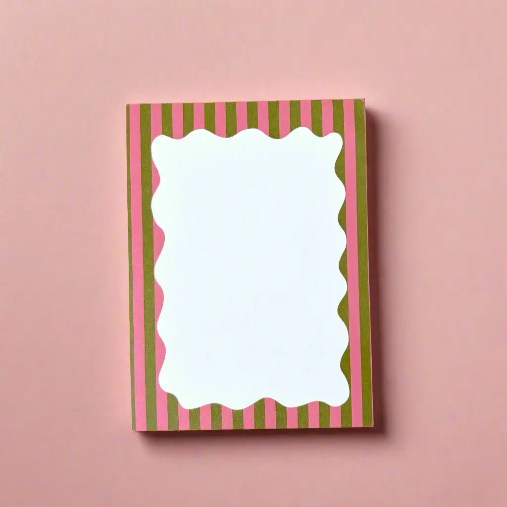 Scalloped Pink & Green Notepad