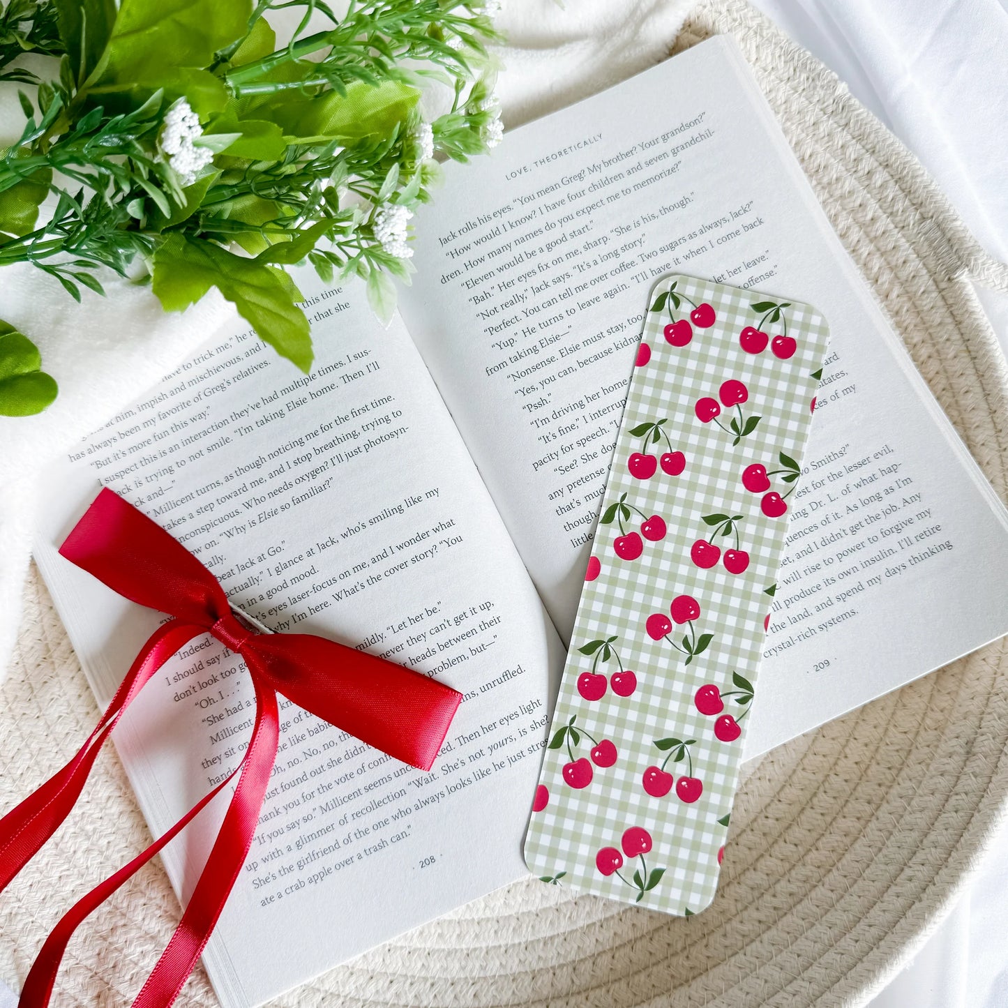 Cherries & Gingham / bookmark
