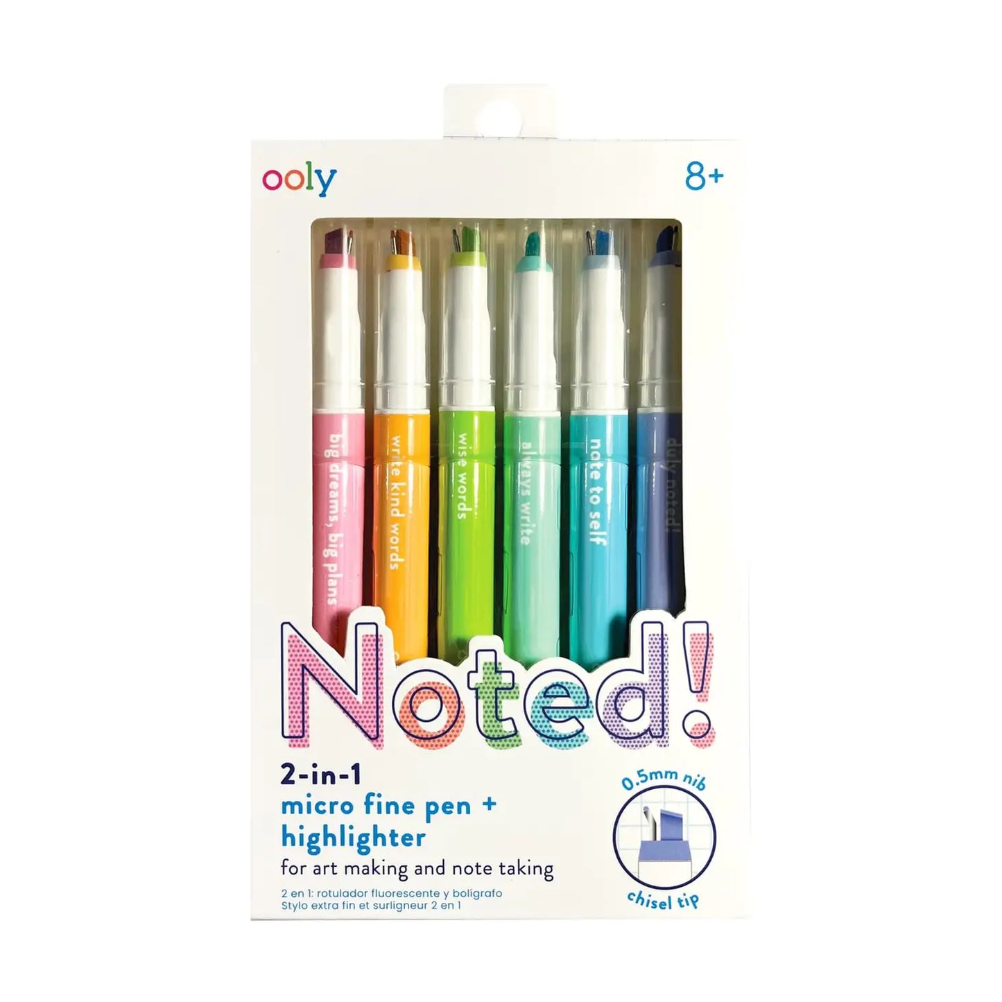 Fine Tip + Highlighter 2 in 1 (Set of 6)