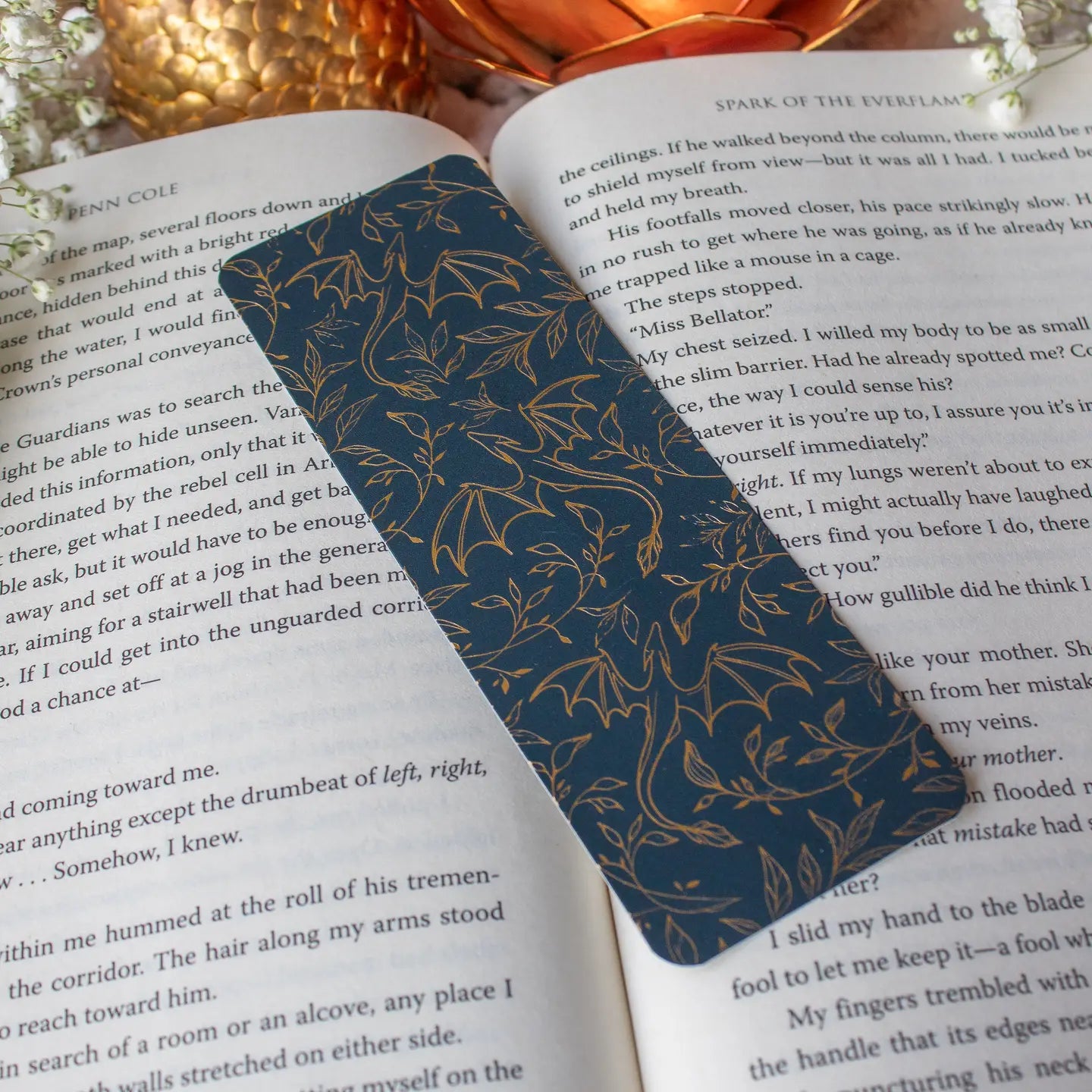 Dark Teal Foil Dragons / bookmark