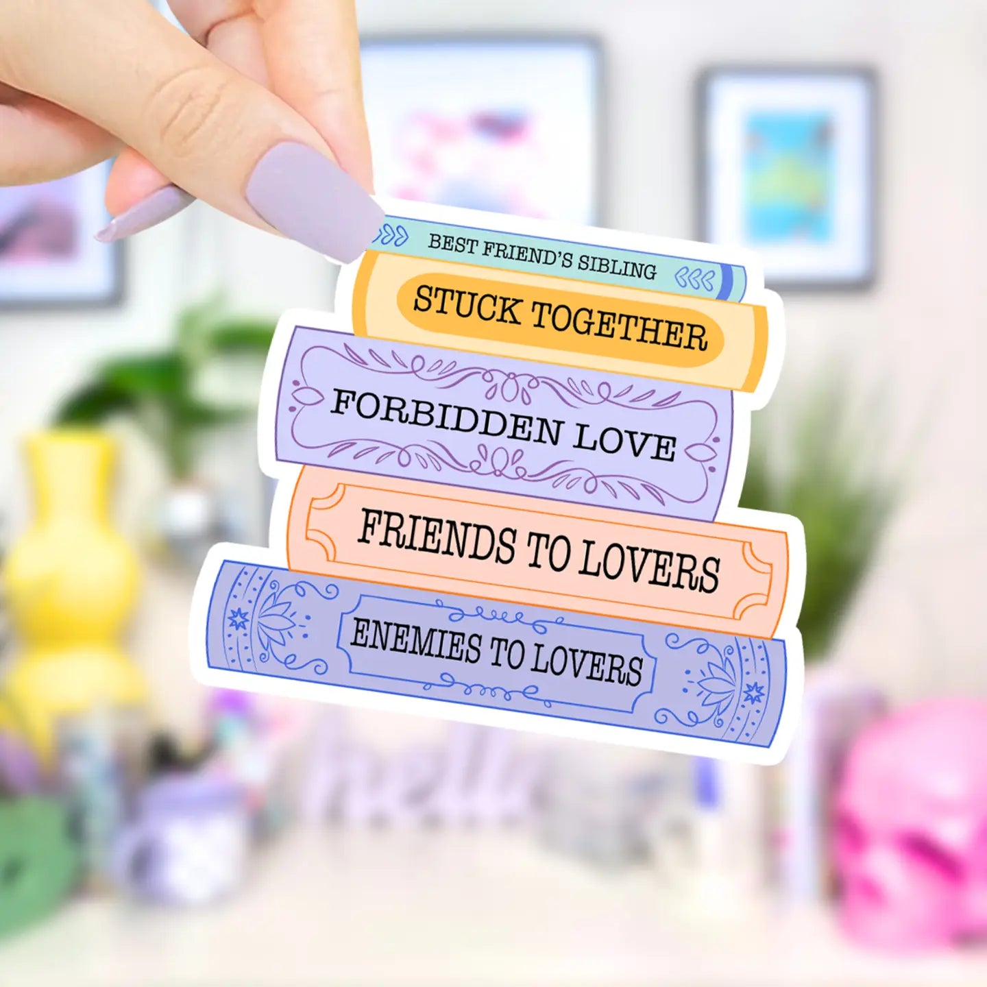 Romance Book Stack Tropes / sticker