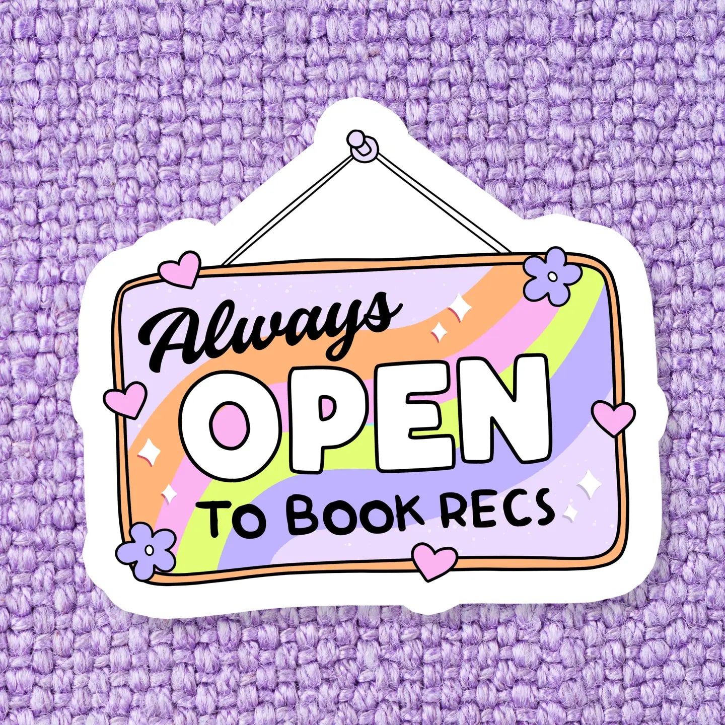 Open to Book Recs / sticker