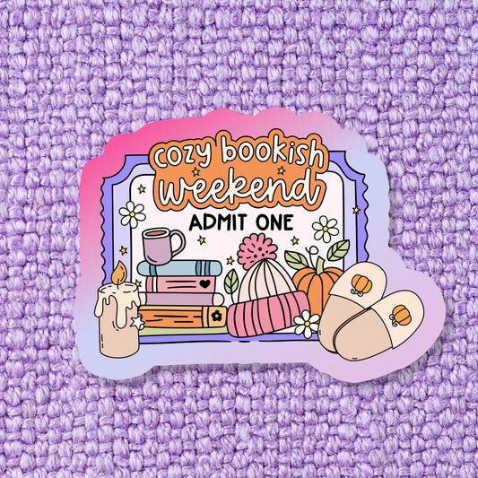 Cozy Bookish Weekend / sticker