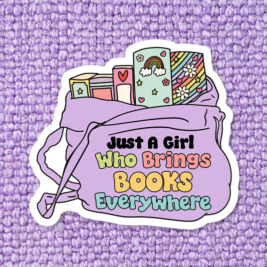 Girl Who Brings Books Everywhere / sticker