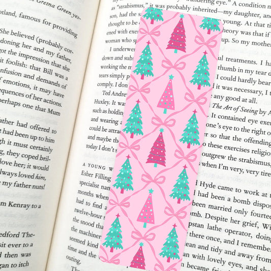 Pink Holiday Trees / bookmark