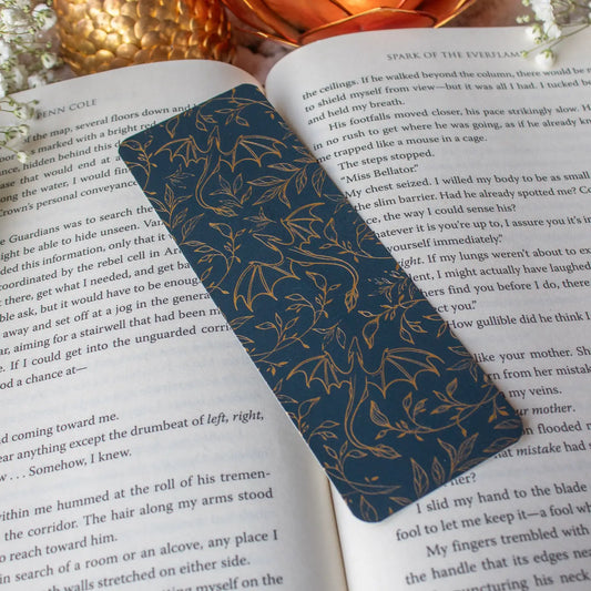 Dark Teal Foil Dragons / bookmark