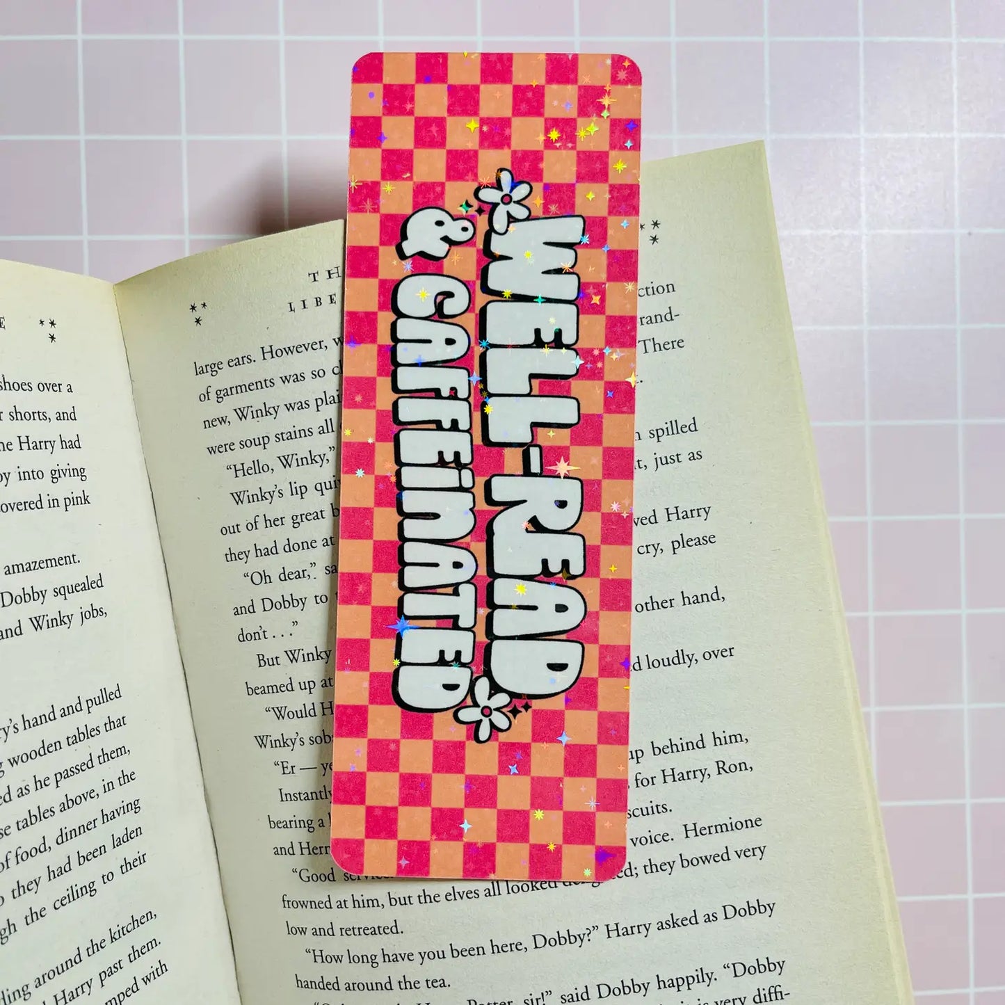 Read & Caffeinated / holographic bookmark